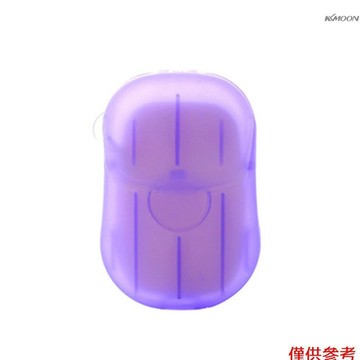 便攜旅行一次性香皂片盒裝 便攜洗手片小肥皂片迷你肥皂紙旅行用品 紫色