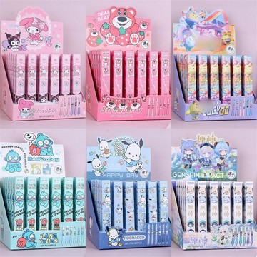 🌸賣家嚴選🌸三麗鷗盲盒筆 鐳射創意卡通動漫ST中性筆 學生0.5m速幹按動筆 胖胖筆