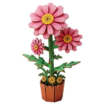 DIY 3D立體木製拼圖花  雛菊  1個  63片
