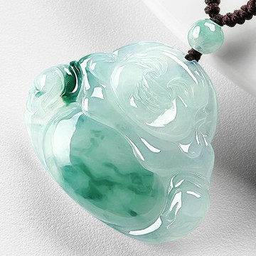 翡翠玉佛吊墜冰種飄花天然佛公笑佛掛件彌勒佛大肚笑佛坐佛吊墜女