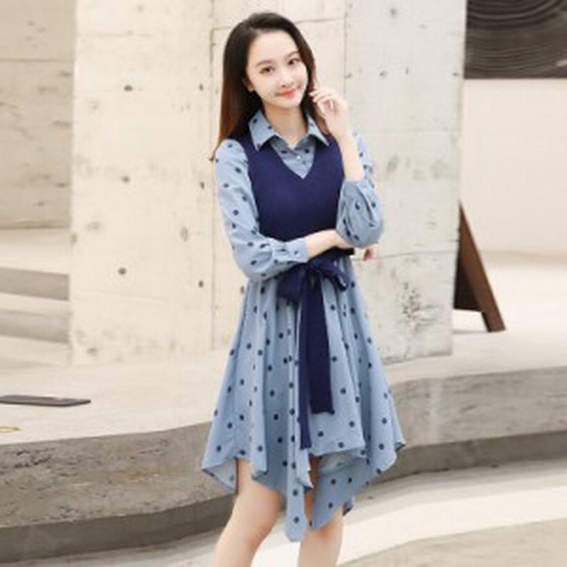 シャツ ロングシャツ セットアップ 大きいサイズ シャツワンピース レディース 春夏 長袖 ひざ丈ワンピ ニットベスト 着痩せ オシャレ 通販 Lineポイント最大get Lineショッピング