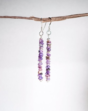 紫龍晶耳環, 925純銀, 金牛座寶石, 天秤座誕生石, 母親節禮物