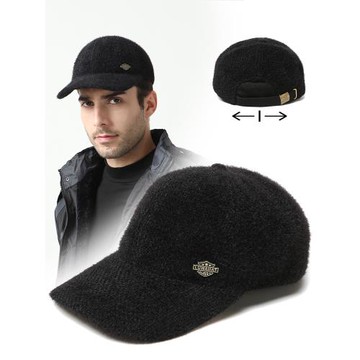 后封口棒球帽男冬季雪尼爾抓絨中老年帽子男防寒保暖全封閉可調節