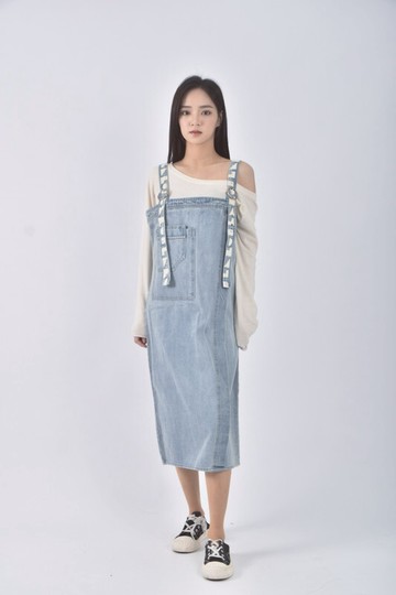 (M) gozo丹寧牛仔質感棉質藍色洋裝