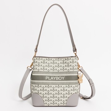 PLAYBOY - 水桶包附長短背帶 Miss bunny系列 - 灰色/531-0306-05-6