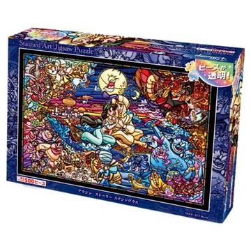 Tenyo 透明小片 彩繪玻璃拼圖 DSG-500-474 36 x 25cm  500片  阿拉丁故事  1盒