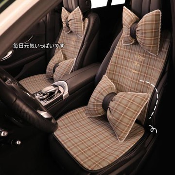 汽車坐墊四季通用亞麻半包座套女士車內座墊冬季可愛SUV車座椅套