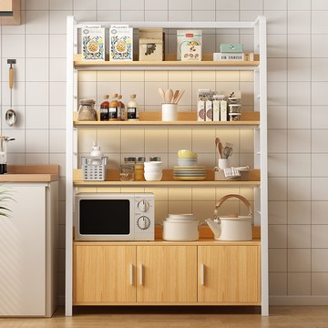 免運/可開發票 廚房置物架 電器架 廚房置物架多層收納架貨架家用書架落地展示架鋼木儲物架子收納架 快速出貨