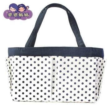 耀您館★台灣婆婆媽媽包中包袋中袋(大,有提帶,可再分隔,點點系列,更換包包超方便))聰明收納包多功能包分格包整理包包化妝包健身袋溫泉袋 適零錢包鑰匙化妝棉眉筆洗髮精沐浴乳液行充錢包鑰匙【APP下單點數4倍送】