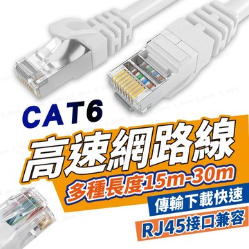 【隔日到貨】Cat6 網路線 15–30米 RJ45 高速乙太線 1Gbps/250MHz 路由器/電腦/交換器