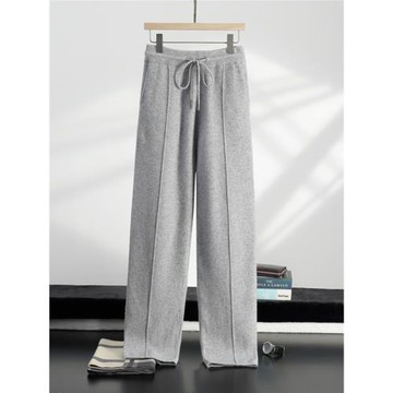 2024秋冬新款100%純山羊絨男士加厚休閑運動褲針織外穿衛褲羊毛褲