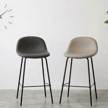 赫爾皮革靠背吧台/高腳椅(中島椅60cm) 2入組 - 深灰色