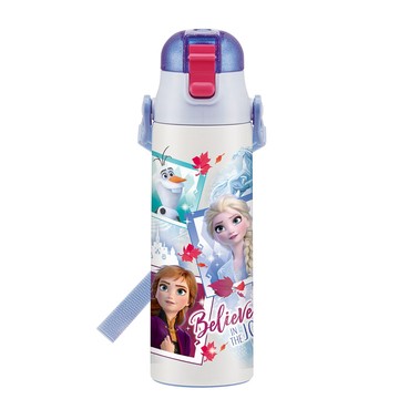Disney 冰雪奇緣 彈蓋直飲式 不鏽鋼保冷保溫杯580ML 附背帶(彈蓋直飲口)