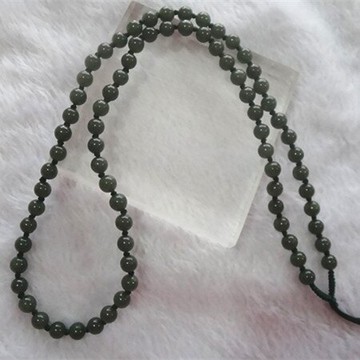 和田玉項鏈 青玉圓珠掛鏈 和田玉佩玉墜吊墜掛繩男女款 原石玉石1入