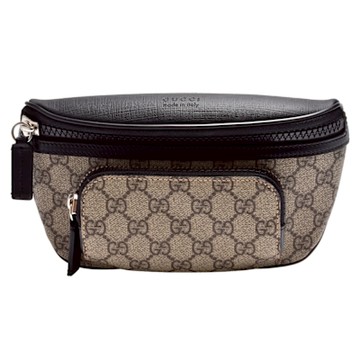 GUCCI 經典GG Supreme帆布拉鍊腰包/斜背包(黑色)
