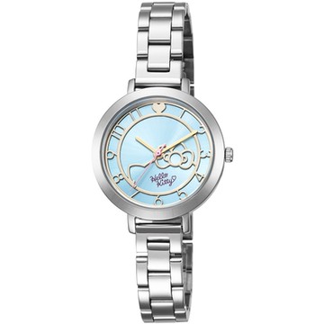 Hello Kitty 凱蒂貓 甜美時尚大三針女錶-銀x藍/35mm LK703LWNA 新年開運 送禮推薦