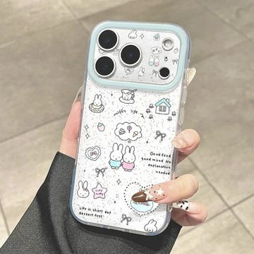 米菲兔塗鴉貼畫適用蘋果17PROMAX手機殼iPhone15Pro精孔全包16防摔新品14/13/12/11保護殼
