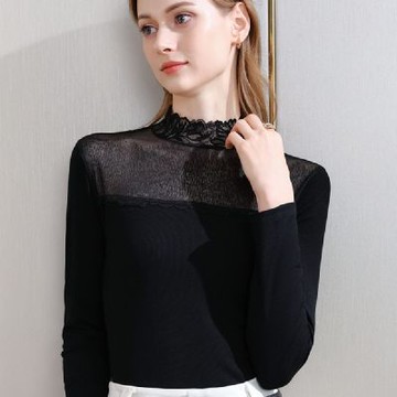 設計所在 專注內搭系列 半高領網紗拼接長袖內搭 J5D3170-LY