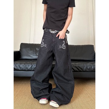 時尚高街潮流痞帥長褲男港風潮男個性牛仔褲男