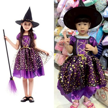 紫金優雅小女巫，萬聖節 巫婆 化妝舞會 變裝 派對 表演 角色扮演 小魔女 魔法師，X射線【W279764】