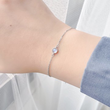 拉長石925純銀杯子蛋糕手鍊