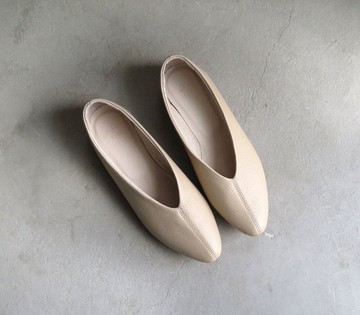 【高級質感】上班適用！ 柔軟米色真皮樂福鞋