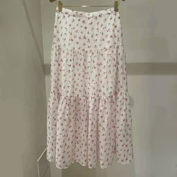 傾蘭法國半身裙2021春夏新款女裝植物碎花青春可愛裙