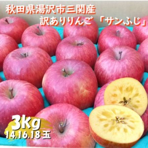 りんご 訳あり  蜜入り フジ サンふじ 秋田県産 秋田産 三関産 3kg 12玉 14玉 16玉 18玉 20玉 サイズ 果物 アップル 種類