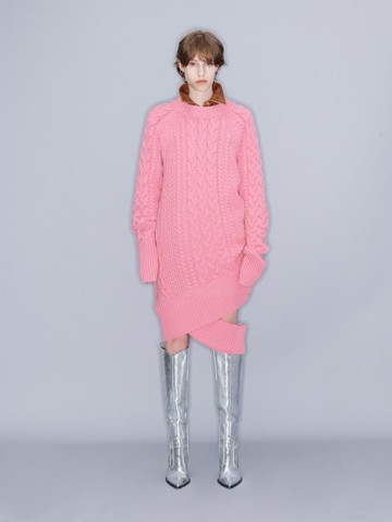 CABLE KNIT DRESS (PINK)