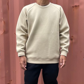 【男女同款】箱型針織隱形口袋圓領大學T【駝色】