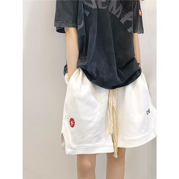 LIFE CAVEMPT C.E日潮復古松緊腰五分短褲CE男女情侶刺繡休閑運動