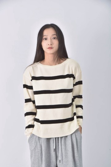 (XL) untitled條紋白色長袖上衣