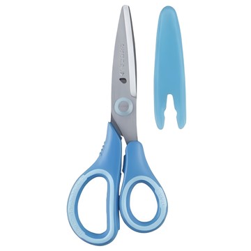 Raymay 藤井學童用安全附蓋剪刀 附刀套 學童專用 安全圓頭設計  藍色  1支