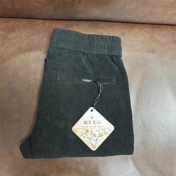 綿羊毛秋冬新款黑色細燈心絨松緊腰朦舒適微彈聚熱男休閑褲