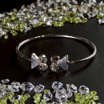 天鐵 黃鐵礦 茶晶｜圖桑帶回 925純銀C型手環 天然晶石手環 S25AB19-128A