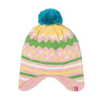 Dabbakids - 瓦拉帽-兒童提花護耳針織帽-櫻桃甜心 (3-10歲)