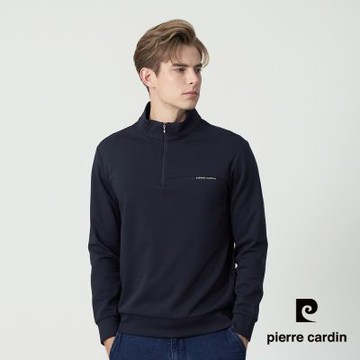 pierre cardin 皮爾卡登 休閒服飾 男款 保暖彈力立領半開襟上衣-深藍色(5255290-39)