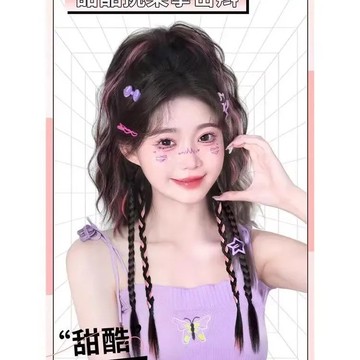 【KEKE】假髮 辮子女 抓夾 挑染 彩色 蓬鬆高馬尾 拳擊辮 編髮麻花辮 自然仿真馬尾 仿真蓬鬆 BB夾