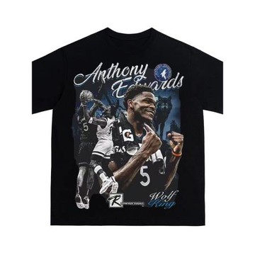 愛德華茲美式復古數碼直噴印花圓領短袖水洗做舊高街純棉T恤寬松