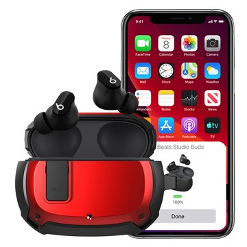 適用 Beats Studio Buds+ beats 無線藍芽耳機保護套 帶開關 耳機殼 保護殼 充電倉防摔殼