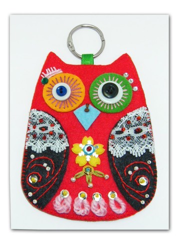 貓頭鷹卡套-紅黑