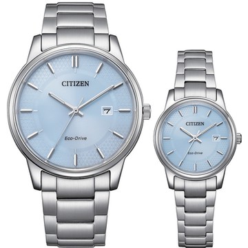 CITIZEN 星辰 冰河藍 光動能情侶手錶 對錶 新春開運 送禮首選 BM6978-77L+EW2318-73L