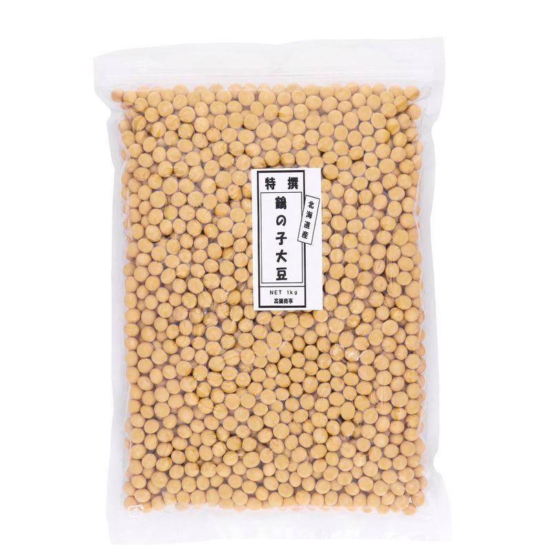 大豆屋高鍋商事 特選鶴の子大豆 5kg (1kg×5袋) 大粒 北海道産 国産 (保存に便利なチャック付き袋 栄養豊富) 鶴の子