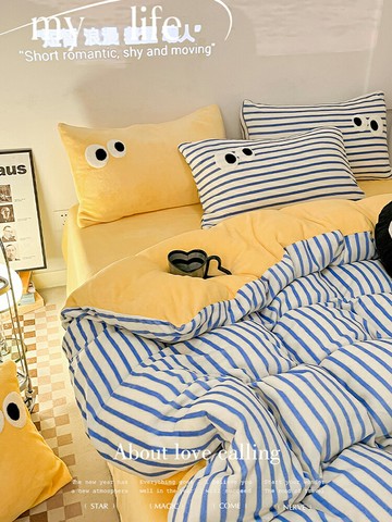 牛奶絨四件套秋冬季加厚保暖床單被套珊瑚絨法蘭絨床笠款床上用品