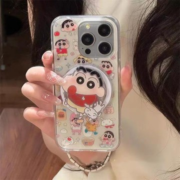 卡通蠟筆小新磁吸支架適用三星s24ultra手機殼軟殼s23ultra男女新款s23/s22/s21全包Zold5/Flip4防摔s23+s22+