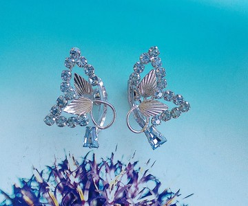 Vintage Jewelry 西洋古董飾品 STAR-ART 立體銀葉 栓式耳環