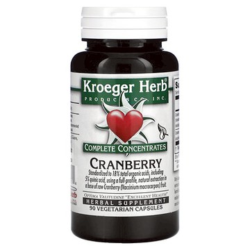 Kroeger Herb Co, 完全濃縮物，蔓越莓，215 毫克，90 粒素食膠囊