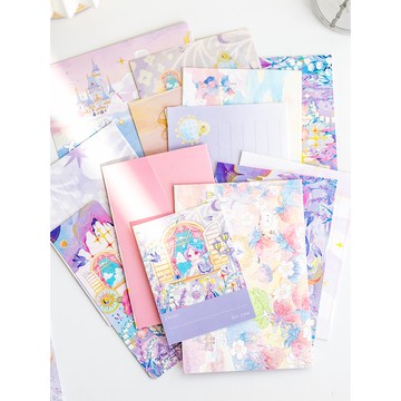 🍋檸檬青🍋現貨卡通18件入信封素材包特價售完無補夢幻艾米麗花園系列2款貼紙+信封+卡片+信封+海報交換禮物節日卡片