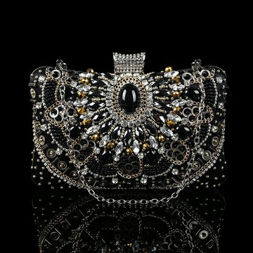 【巴黎精品】現貨+預購 晚宴包手拿包-復古寶石珠繡指環女包包a1fi47