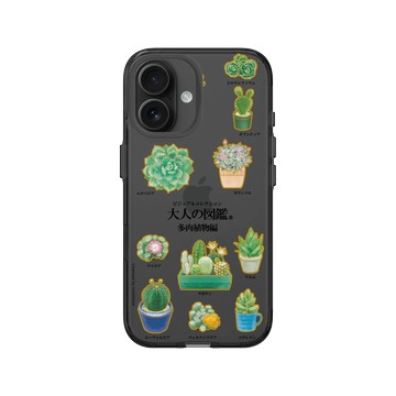 iPhone 16 Clear (相機按鈕) 酷墨灰 - 大人の図鑑 - 多肉植物編